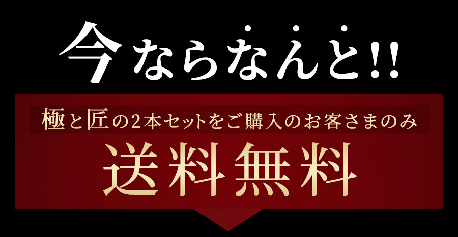 今ならなんと！！極と匠の2本セットをご購入のお客さまのみ送料無料