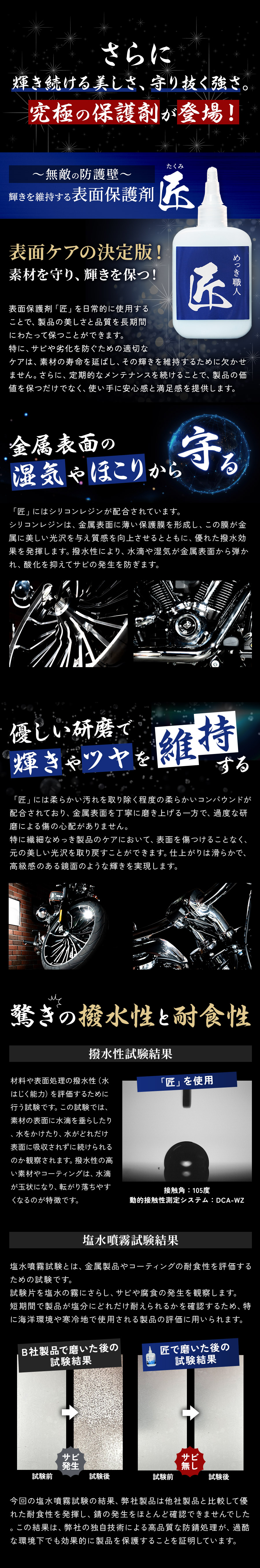 ～無敵の防護壁～　輝きを維持する表面保護剤　匠